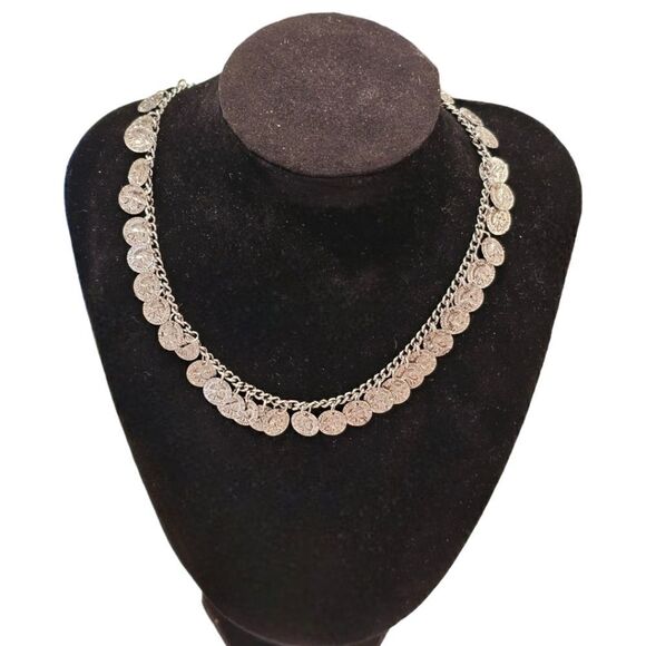 Boho Single Strand Cluster Coin Necklace - Picture 1 of 16